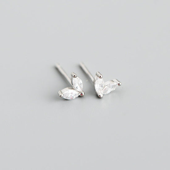 Sterling Silver Leaf Stud Earrings - Amyris London