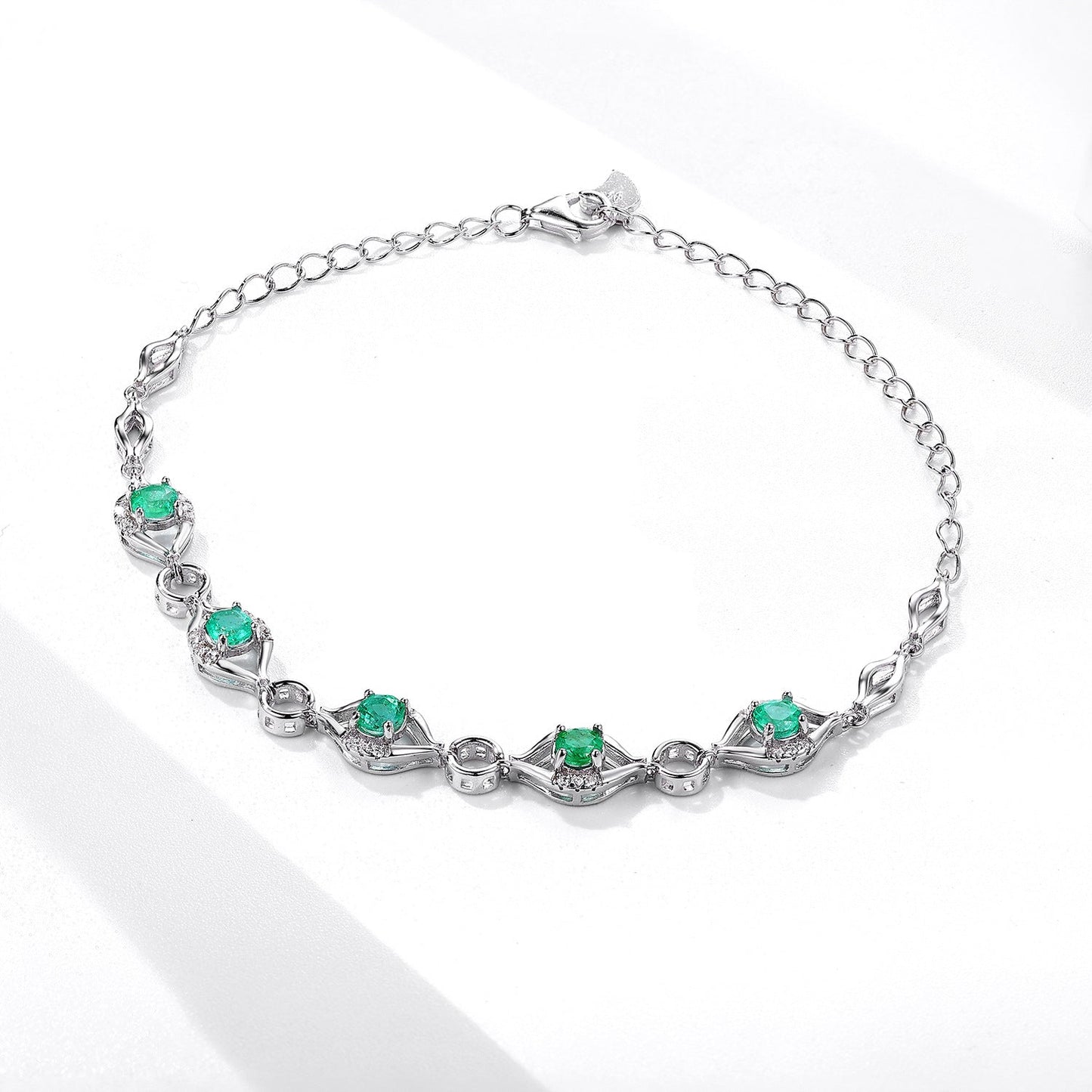 Sterling Silver Natural Emerald Bracelet - Amyris London