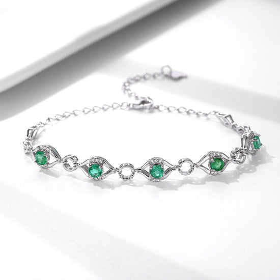 Sterling Silver Natural Emerald Bracelet - Amyris London