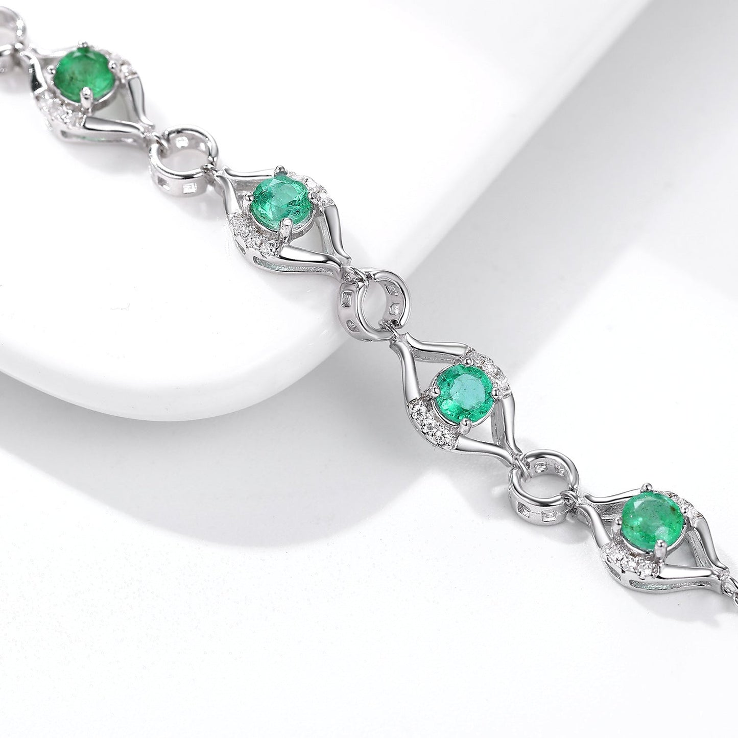 Sterling Silver Natural Emerald Bracelet - Amyris London