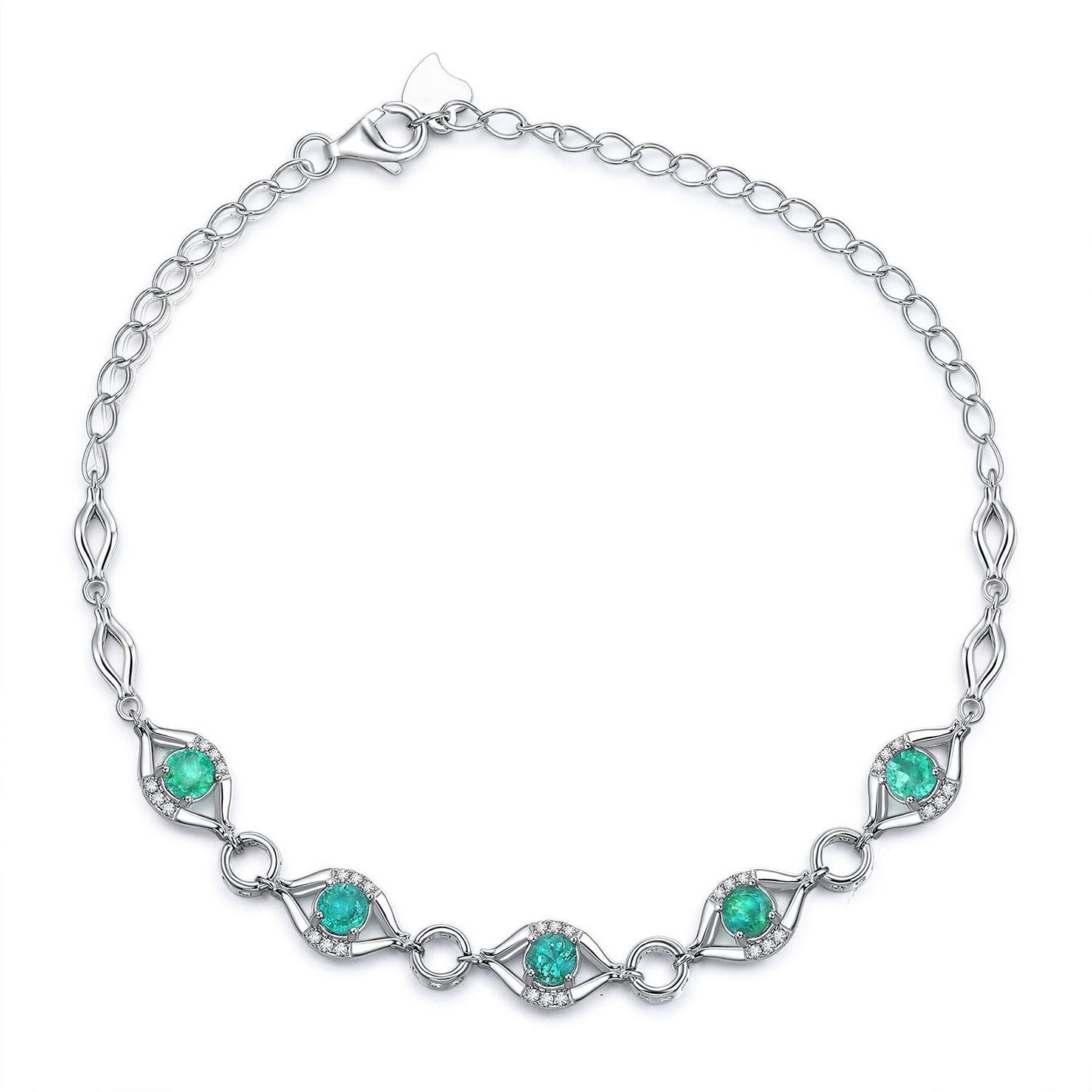 Sterling Silver Natural Emerald Bracelet - Amyris London