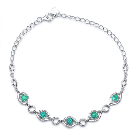 Sterling Silver Natural Emerald Bracelet - Amyris London