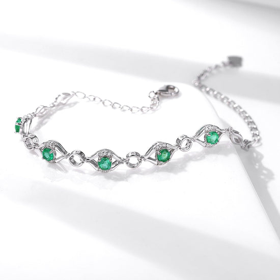 Sterling Silver Natural Emerald Bracelet - Amyris London