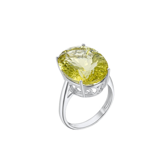 Sterling Silver Natural Gemstone Crystal Ring - Amyris London