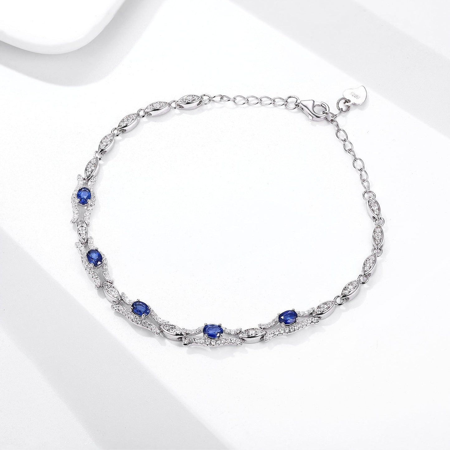 Sterling Silver Natural Stone Sapphire Bracelet - Amyris London