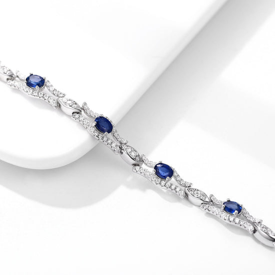 Sterling Silver Natural Stone Sapphire Bracelet - Amyris London