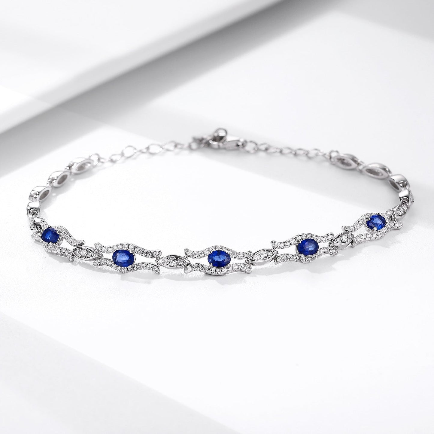 Sterling Silver Natural Stone Sapphire Bracelet - Amyris London