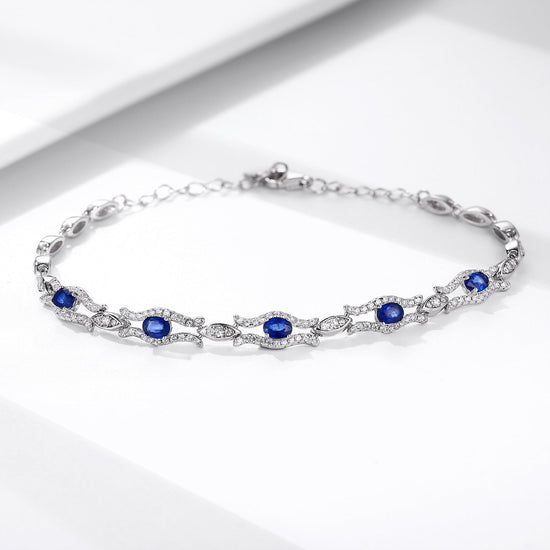 Sterling Silver Natural Stone Sapphire Bracelet - Amyris London