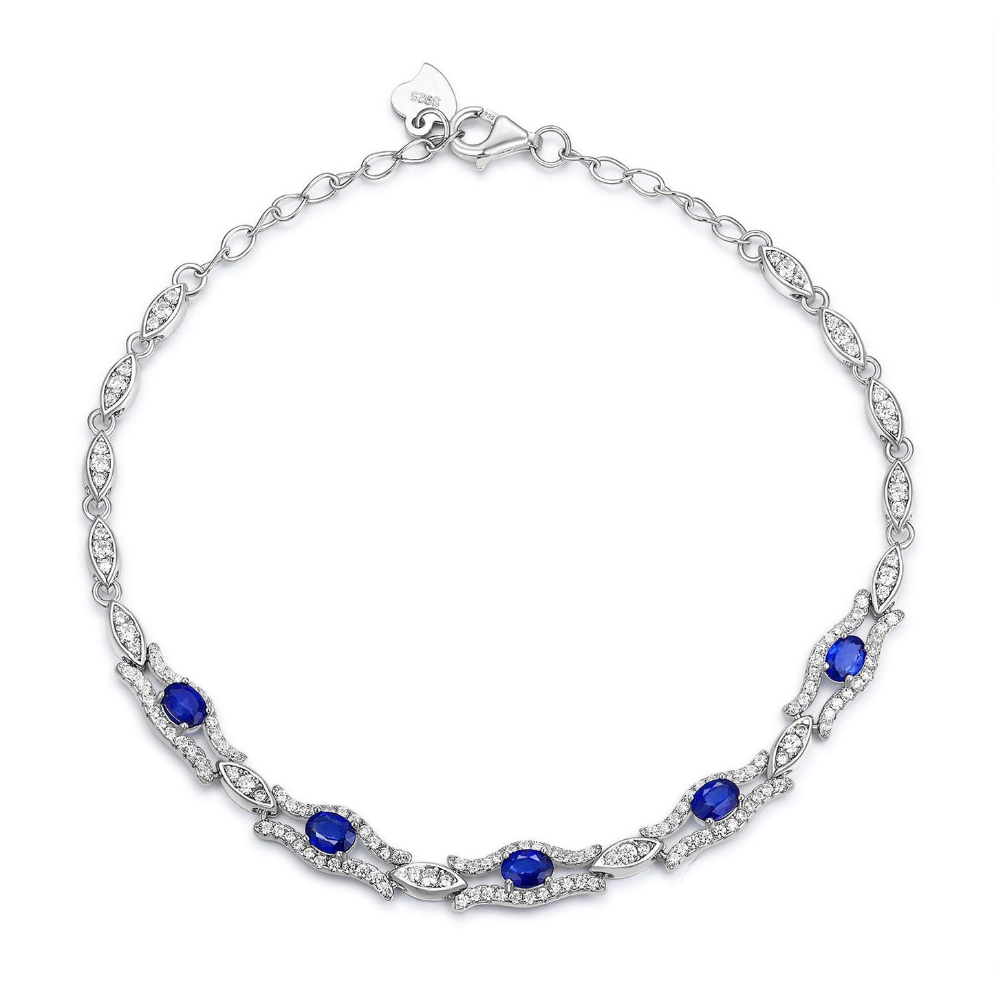 Sterling Silver Natural Stone Sapphire Bracelet - Amyris London