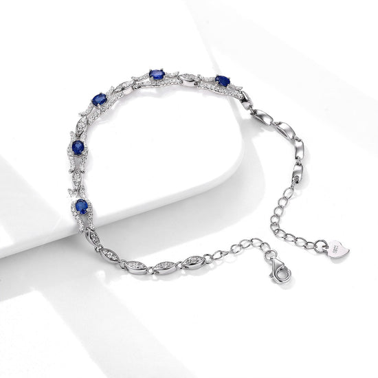 Sterling Silver Natural Stone Sapphire Bracelet - Amyris London