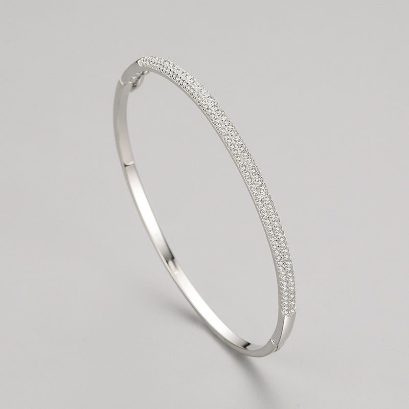 Sterling Silver Oval Bangle - Amyris London