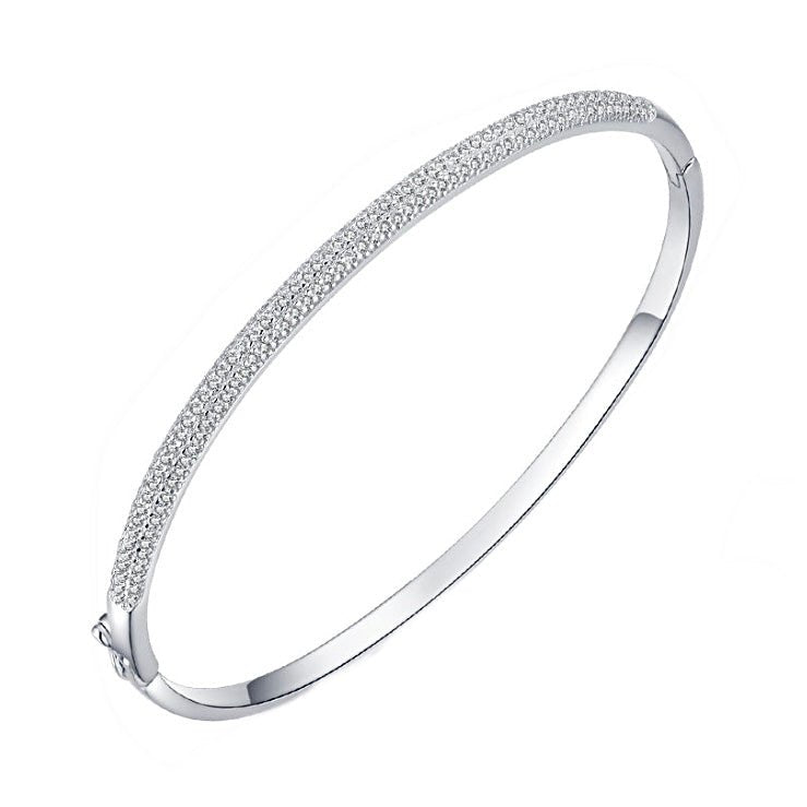 Sterling Silver Oval Bangle - Amyris London