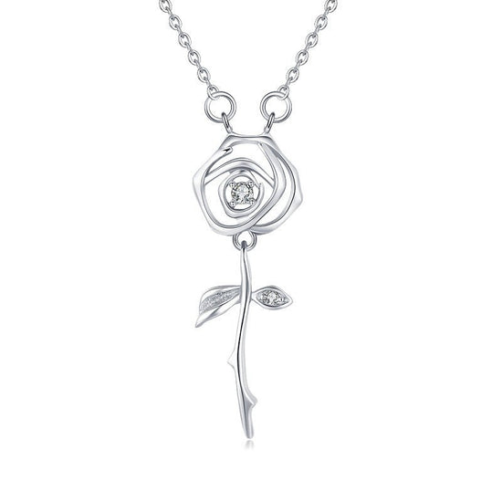 Sterling Silver Rose Pendant Necklace - Amyris London