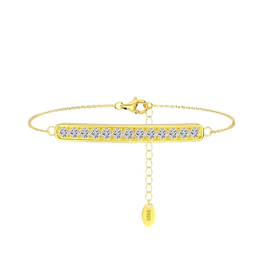 Sterling Silver Single Row Anklet Gold- Amyris London