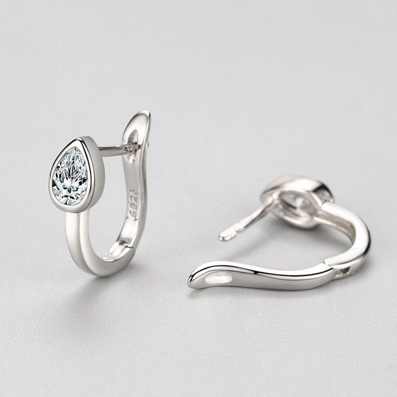 Sterling Silver Teardrop Diamond Huggie Earrings - Amyris London