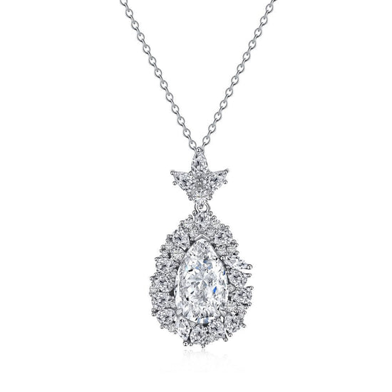 Sterling Silver Teardrop Diamond Necklace - Amyris London