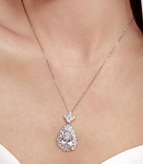 Sterling Silver Teardrop Diamond Necklace - Amyris London