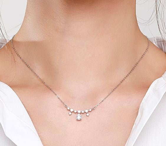 Sterling Silver Teardrop Diamond Necklace - Amyris London