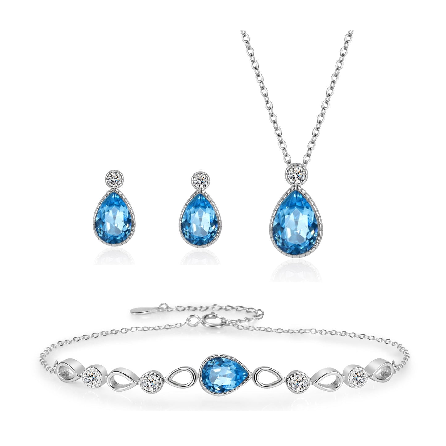 Sterling Silver Teardrop Necklace Set - Amyris London