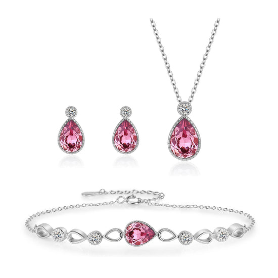 Sterling Silver Teardrop Necklace Set - Amyris London