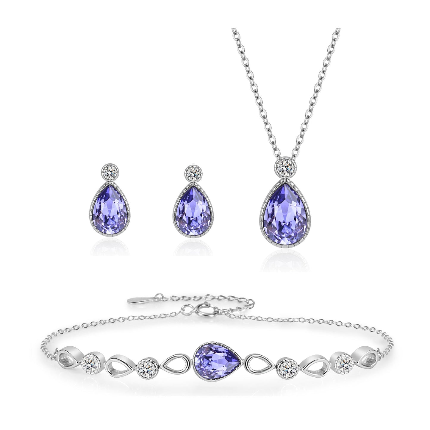 Sterling Silver Teardrop Necklace Set - Amyris London