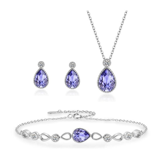 Sterling Silver Teardrop Necklace Set - Amyris London