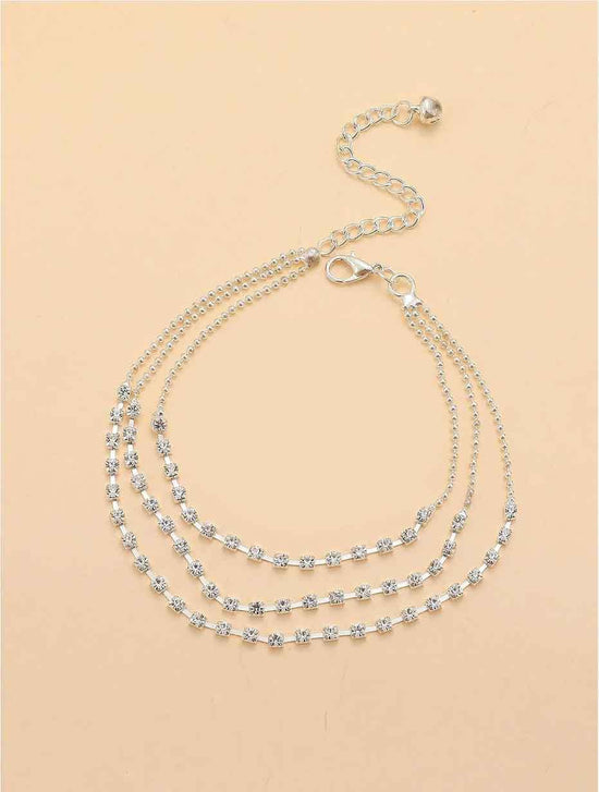 Three Layered Diamond Anklet Silver - Amyris London