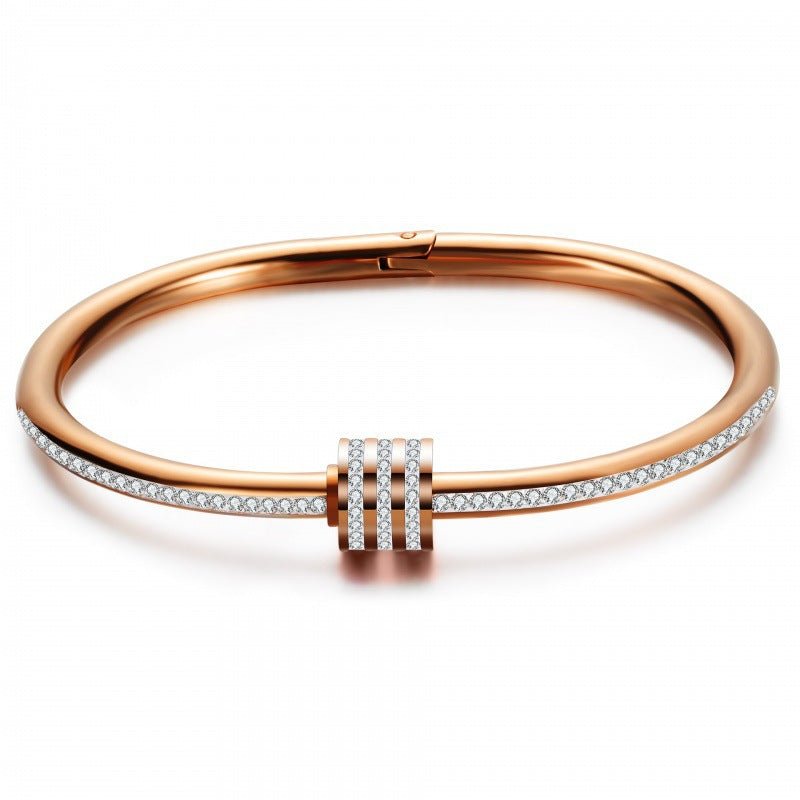 Three Rows Diamond Bangle Bracelets - Amyris London