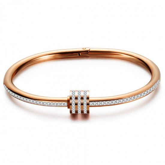 Three Rows Diamond Bangle Bracelets - Amyris London