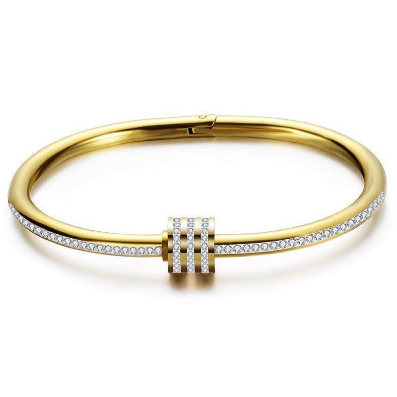 Three Rows Diamond Bangle Bracelets - Amyris London