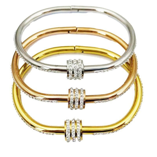 Three Rows Diamond Bangle Bracelets - Amyris London