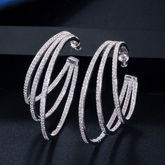 Triple Hoop Zirconia Earrings - Amyris London