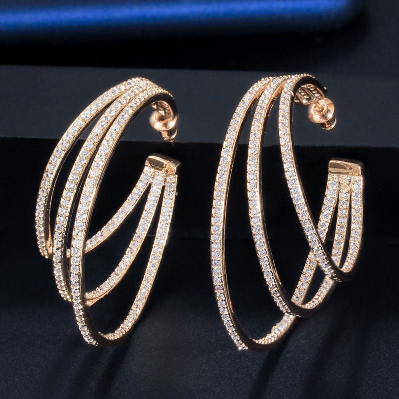 Triple Hoop Zirconia Earrings - Amyris London