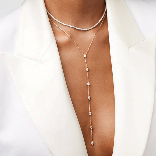 Y Shaped Long Lariat Necklace - Amyris London