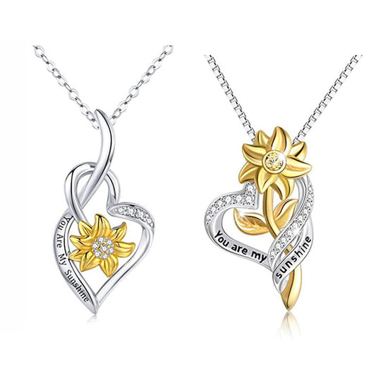 You Are My Sunshine Sunflower Heart Pendant Necklace - Amyris London