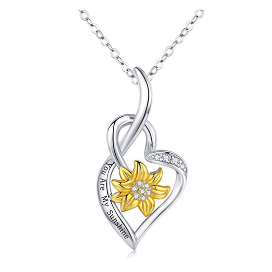 You Are My Sunshine Sunflower Heart Pendant Necklace - Amyris London