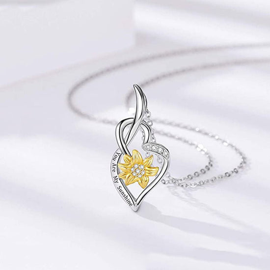 You Are My Sunshine Sunflower Heart Pendant Necklace - Amyris London