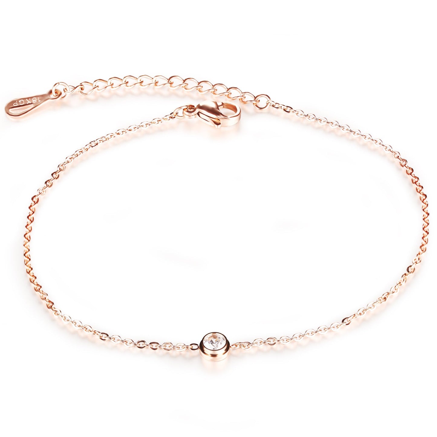 Zirconia Stone Anklet Rose Gold - Amyris London