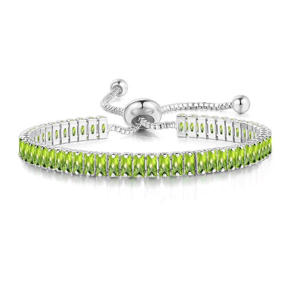 Zirconia Tennis Bracelet Silver Light Green - Amyris London