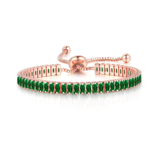 Zirconia Tennis Bracelet Rose Gold Green - Amyris London