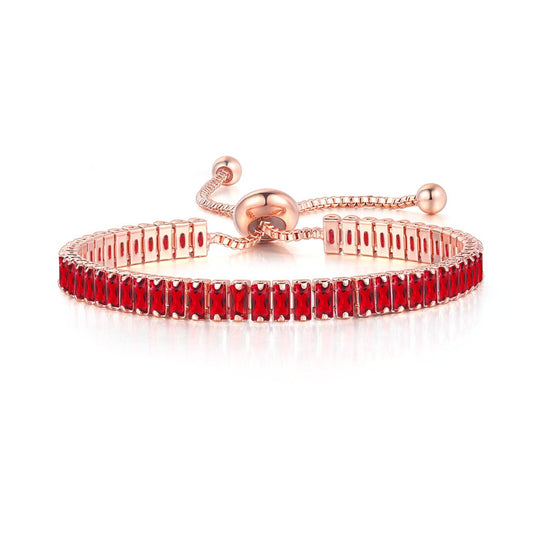 Zirconia Tennis Bracelet Rose Gold Red - Amyris London