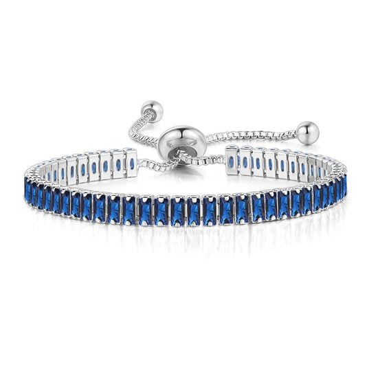 Zirconia Tennis Bracelet Silver Blue - Amyris London